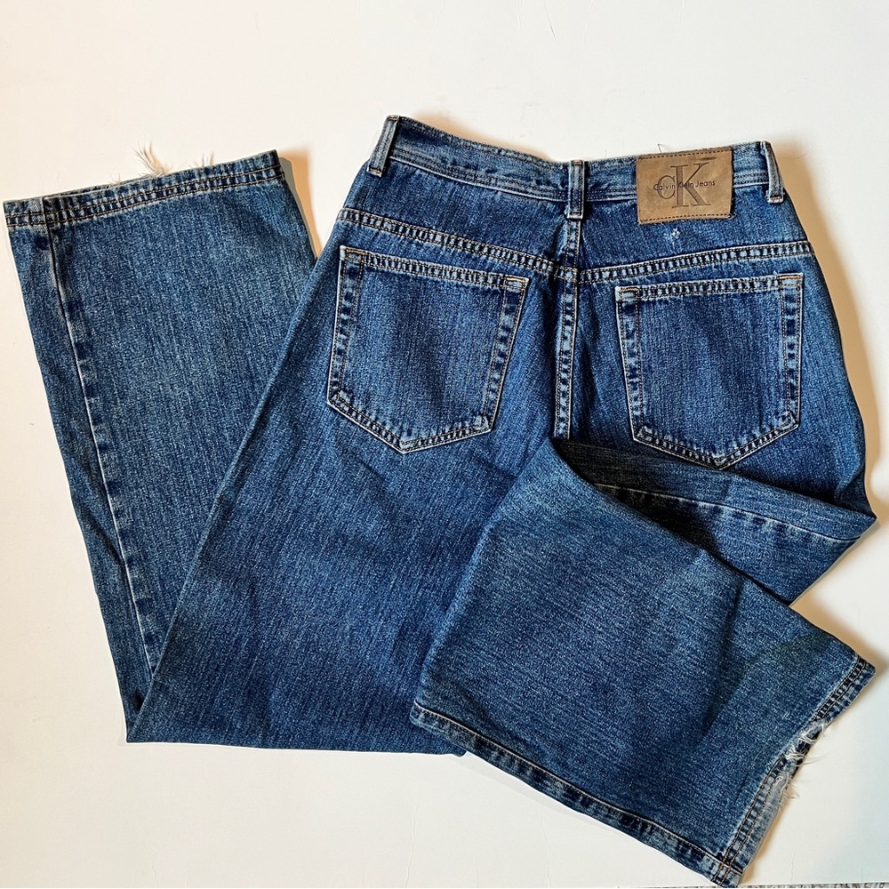 Vintage Calvin Klein Wide Leg Jeans with High-Waisted Fit - Picture 5 of 15